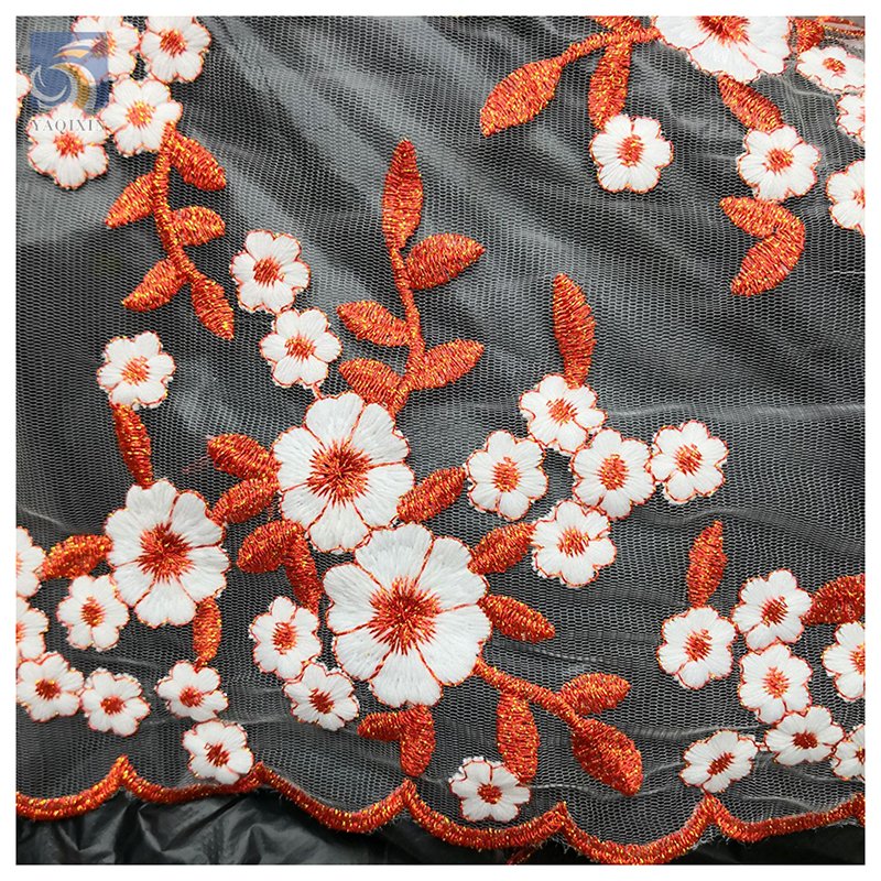 Multi-Color Embroidered Floral Fabric Mesh Embroidery Dress Lace Fabric Wholesale Stage Clothing Dress Fabric