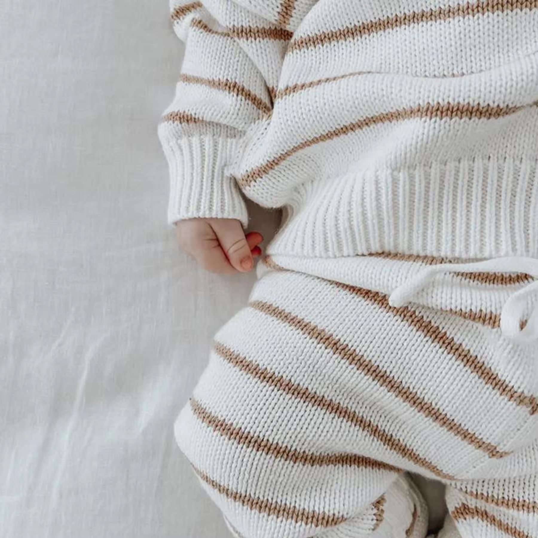 Hot Sale Unisex Organic Cotton Sweater Soft Long Short Sleeve Clothing Sets ODM Infants Toddlers' Solid Pattern Knitted Set