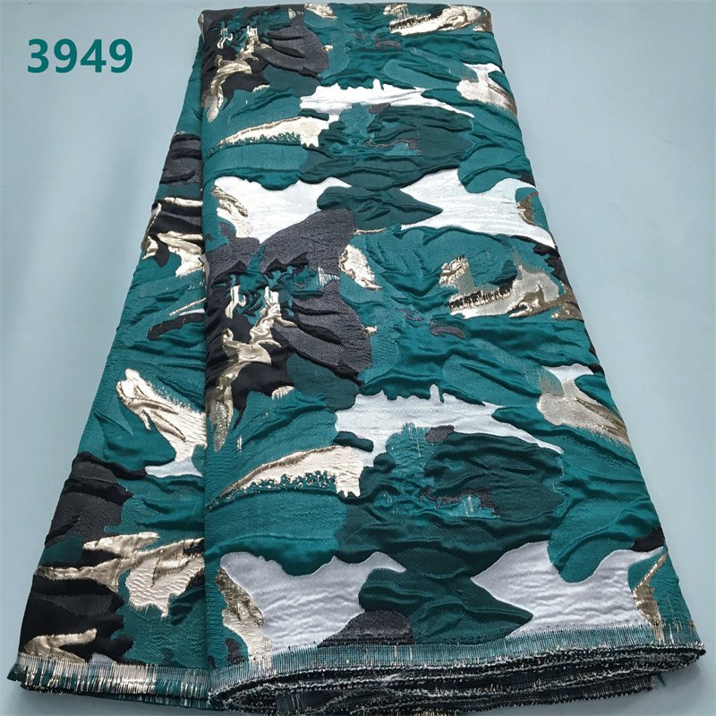 High Quality African Brocade Jacquard Lace Fabric 2024 5 Yards Latest French Damask Lace Fabric for Women Wedding Dresses 3949