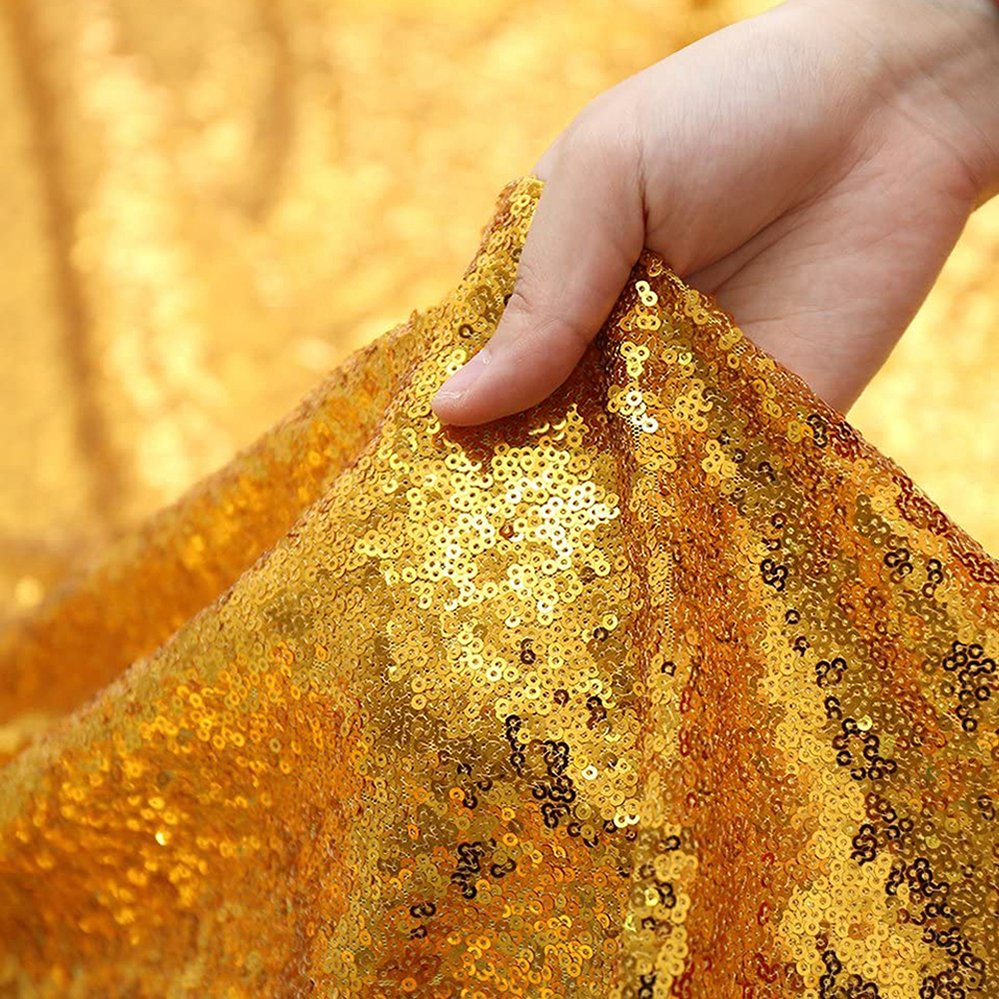 Luxury French Embroidery Tulle Lace Ladies Dress Party Clothing Gold 3mm Sequin Fabric