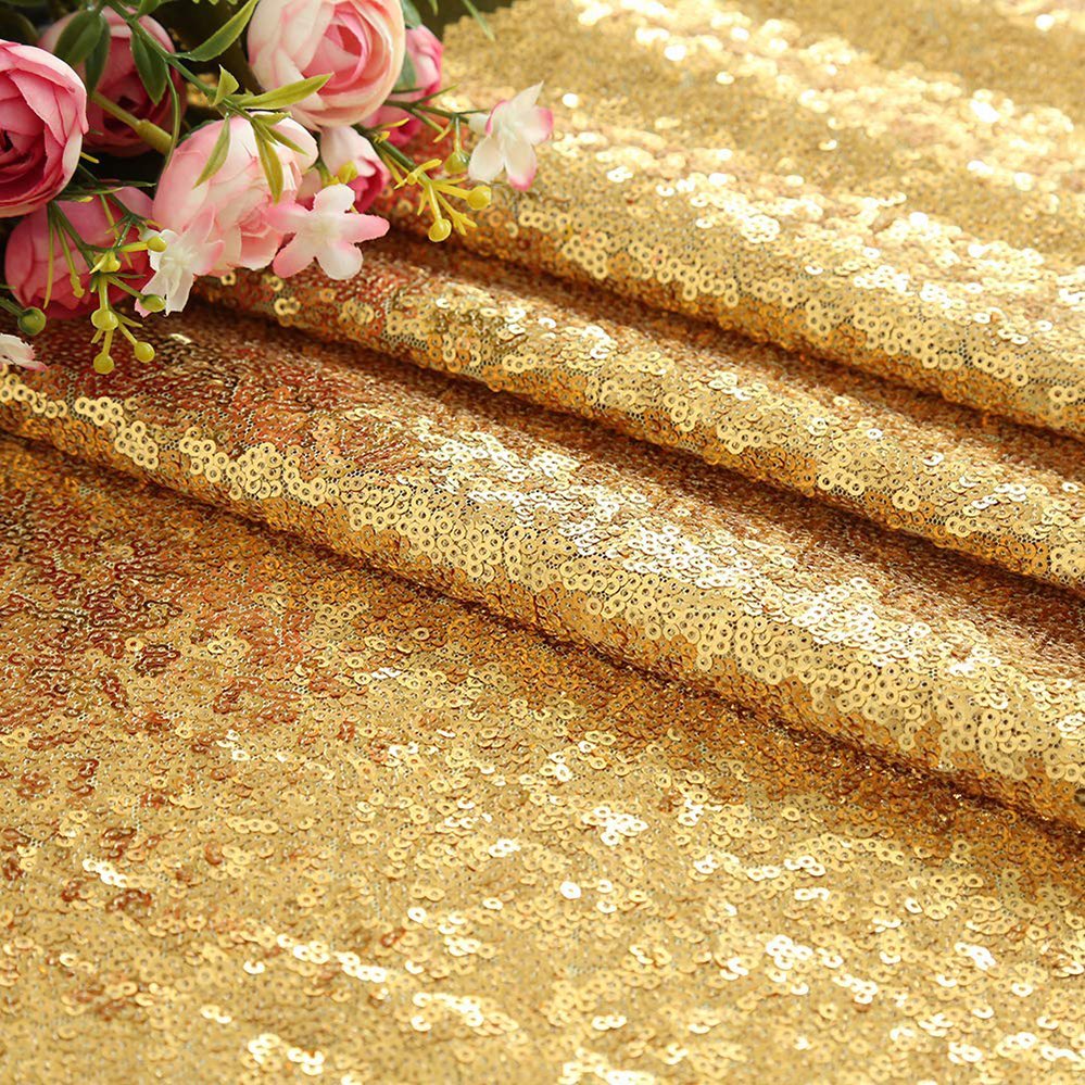 Luxury French Embroidery Tulle Lace Ladies Dress Party Clothing Gold 3mm Sequin Fabric