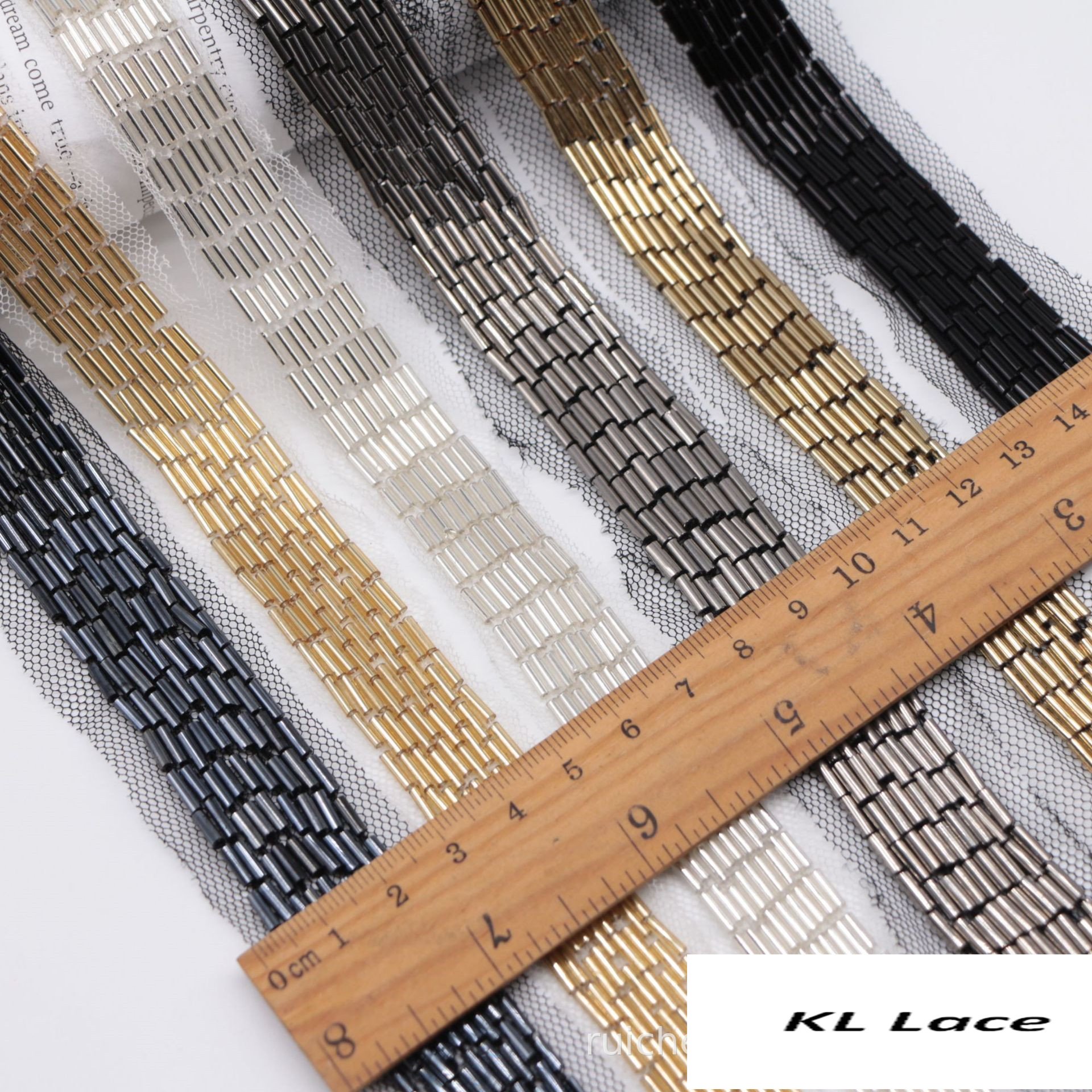 Width 6 cm handmade 9 rows metal pipes tube beaded lace ribbon waistband for hair ornaments Clothing Chinese dress accessories