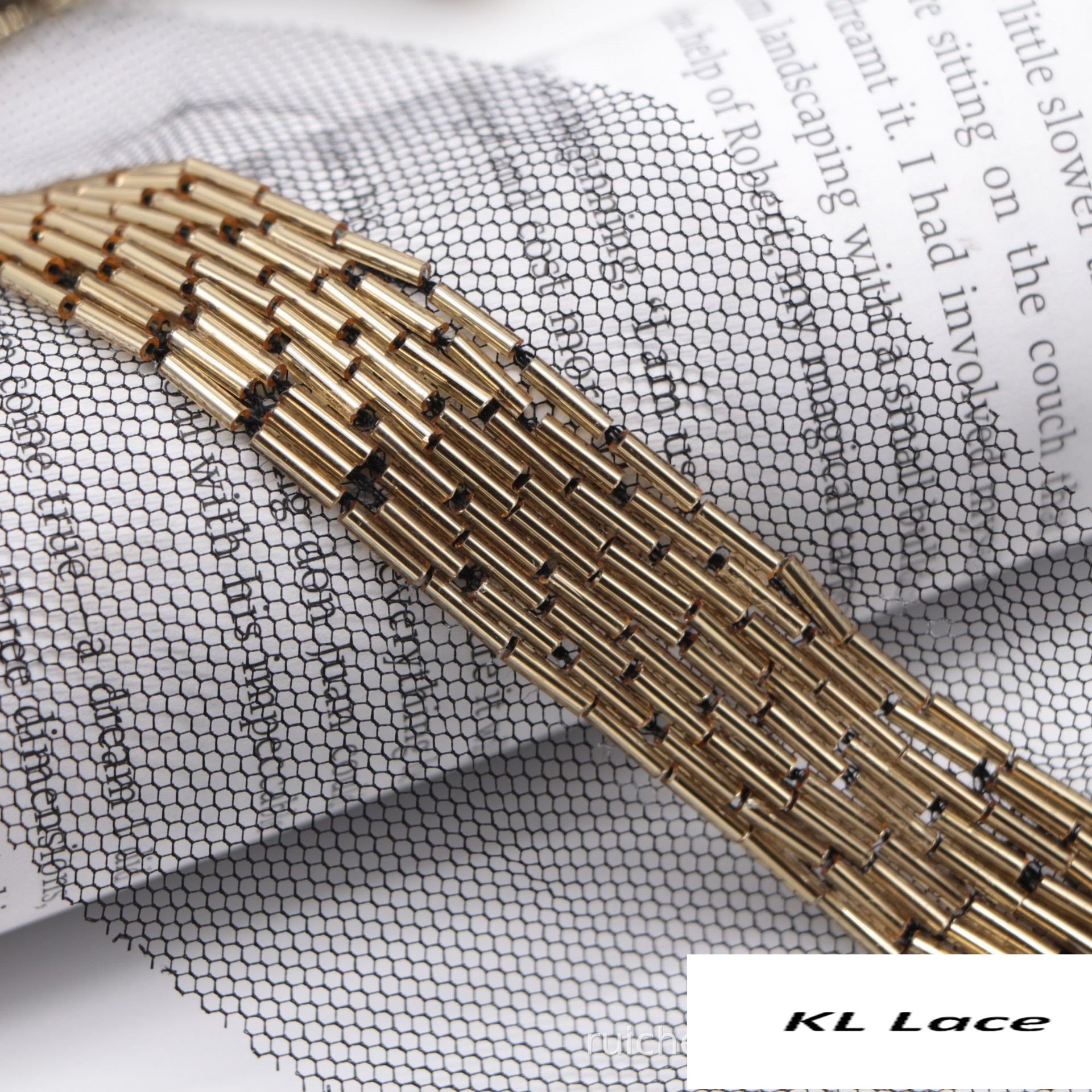 Width 6 cm handmade 9 rows metal pipes tube beaded lace ribbon waistband for hair ornaments Clothing Chinese dress accessories