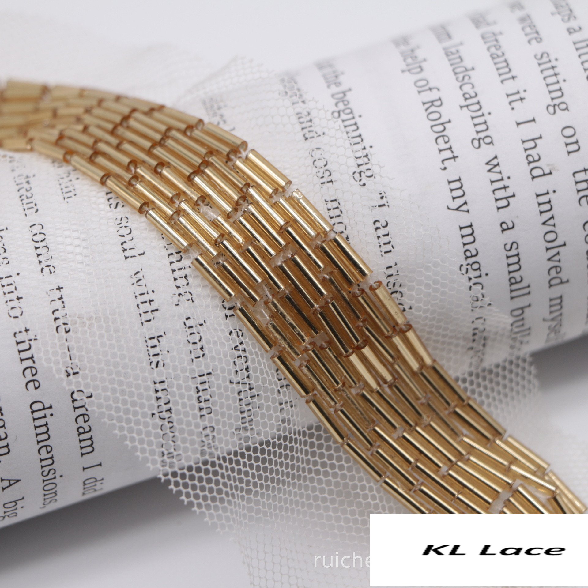 Width 6 cm handmade 9 rows metal pipes tube beaded lace ribbon waistband for hair ornaments Clothing Chinese dress accessories
