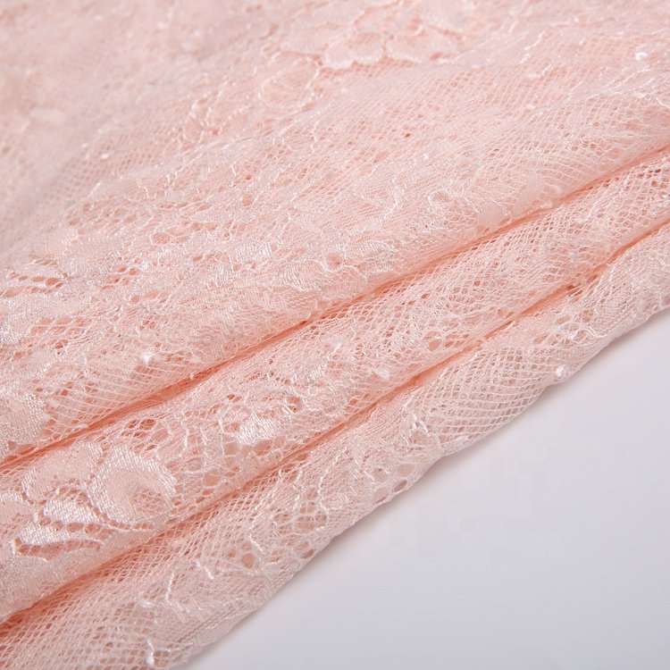 Design Polyester Luxury Beautiful Pink Sequin Embroidered Women'S Flower Wedding Lace Dress Fabric For Bridal Dress