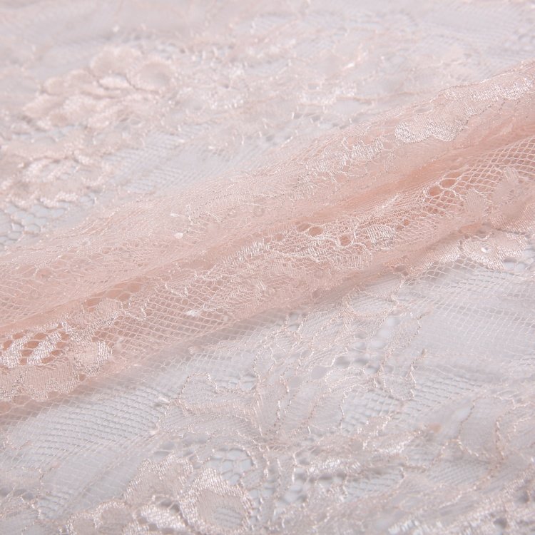 Design Polyester Luxury Beautiful Pink Sequin Embroidered Women'S Flower Wedding Lace Dress Fabric For Bridal Dress