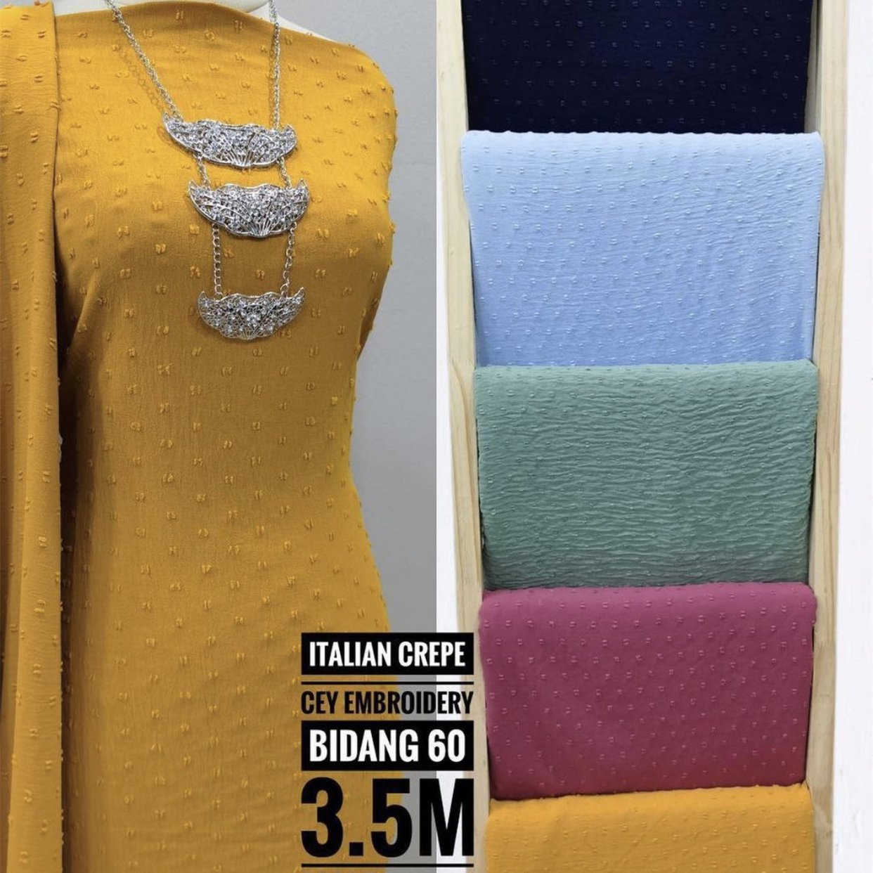 New Fuji Tex fashion 100% Polyester Cey Crepe Airflow Embroidery Crinkle Cey Fabric
