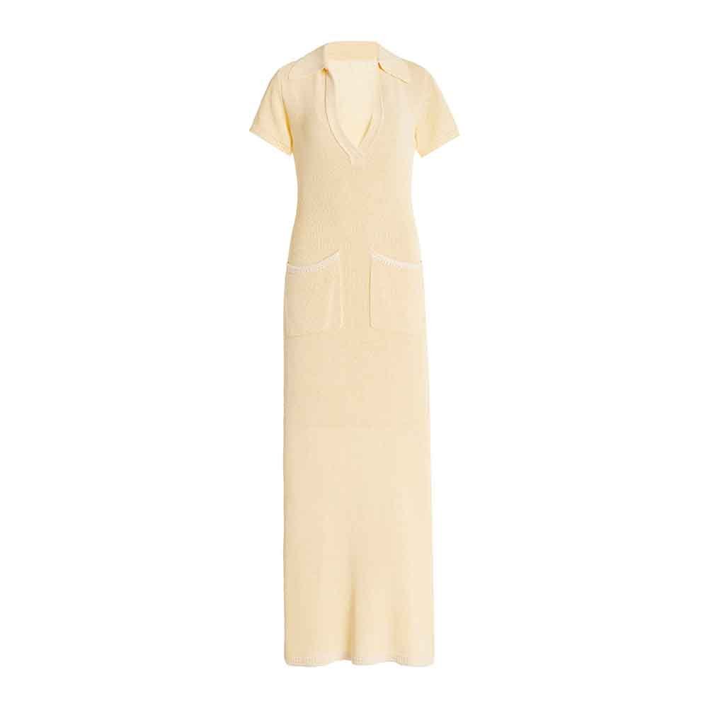 Knitwear Manufacturer Custom Autumn Winter V-Neck Turn-down Collar Bodycon Ladies Textured-Knit Maxi Dress