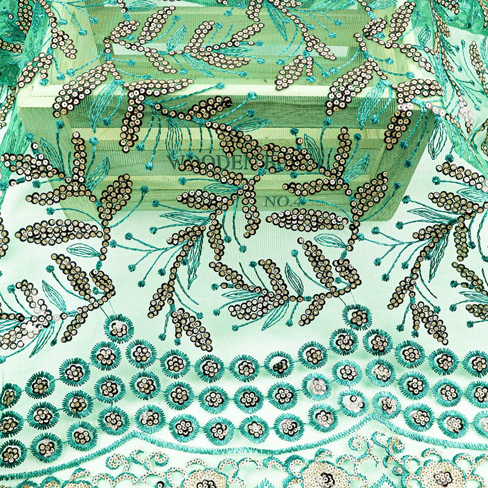 2023 popular design african beaded fabric 100% polyester beaded lace fabric luxury for dress