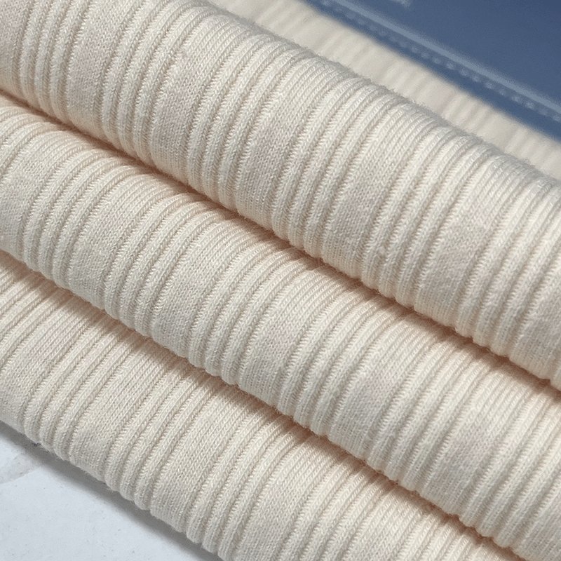 High Quality 175 gsm Rib 91% Cotton 9% Elastane Stretch Stripe Ribbed Knit Fabric for Women's Garments