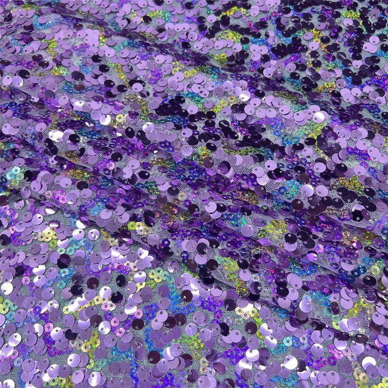 Purple African Lace Fabric Evening Fabric Tulle Lace Sequins Wedding Dress Purple Lavender Color Lace
