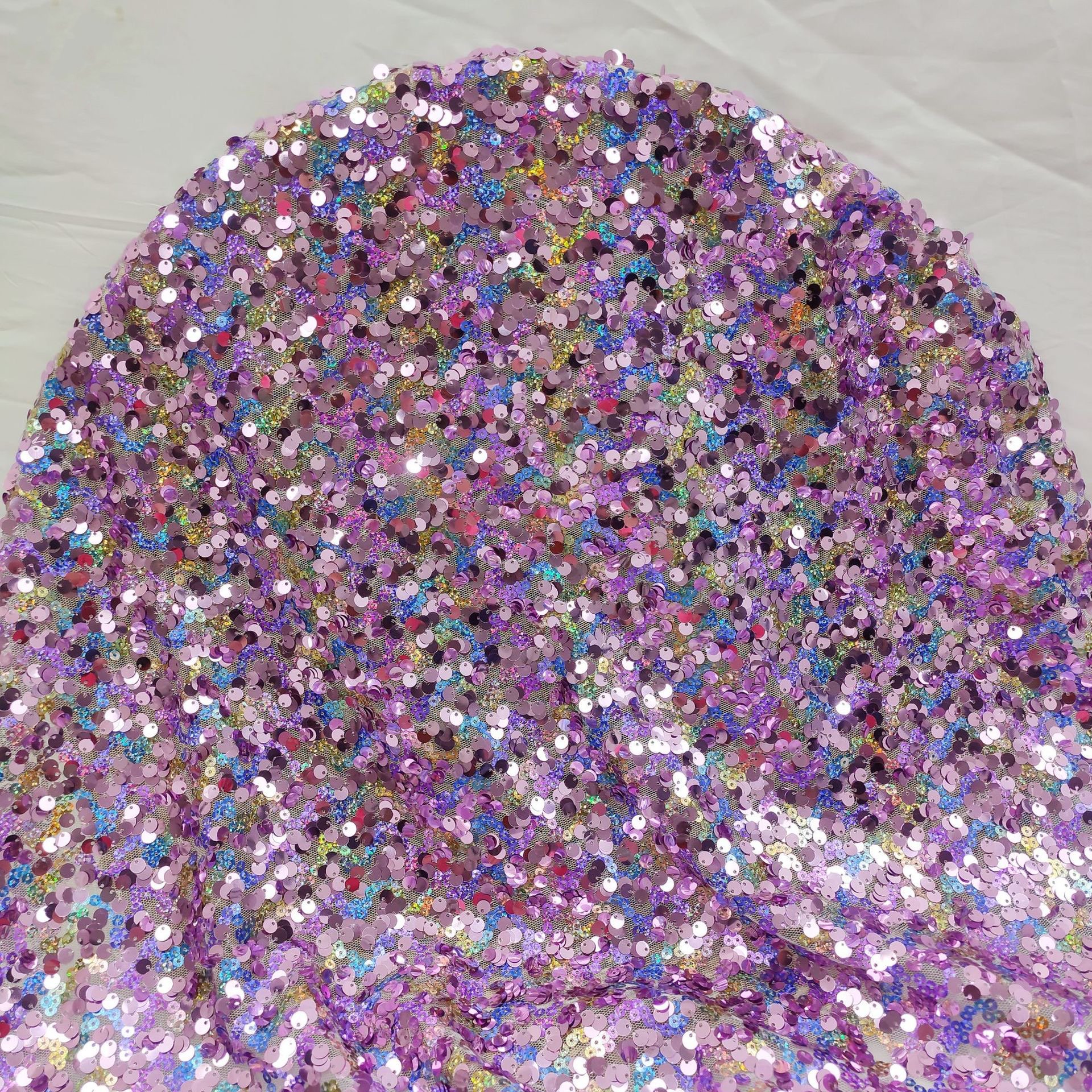 Purple African Lace Fabric Evening Fabric Tulle Lace Sequins Wedding Dress Purple Lavender Color Lace