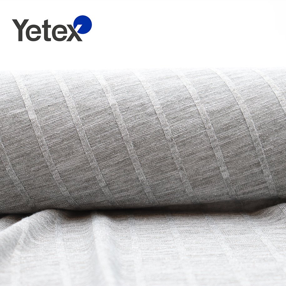 18*4 RIB Metallic Lurex Ribbed Knit Fabric Polyester Spandex Fabric For Clothing