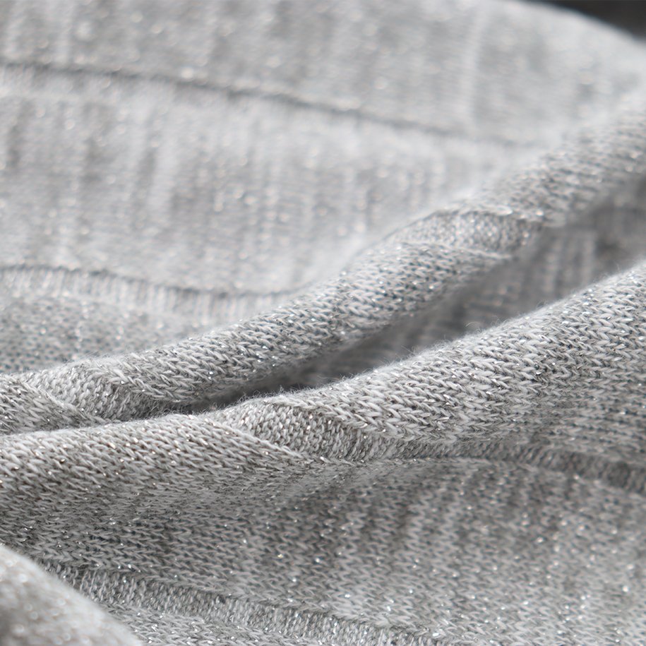 18*4 RIB Metallic Lurex Ribbed Knit Fabric Polyester Spandex Fabric For Clothing