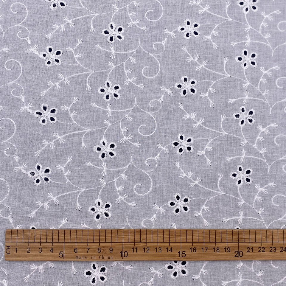 Design golden supplier own dyeing factory custom color white sheer voile eyelet thick lace cotton embroidery fabric