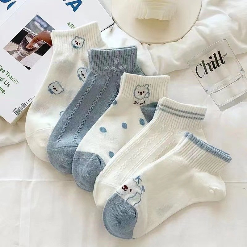 Sifot Wholesale Custom Summer Animal Cute Korean Fashion Ribbed Print Non Slip Woman Ankle Socks