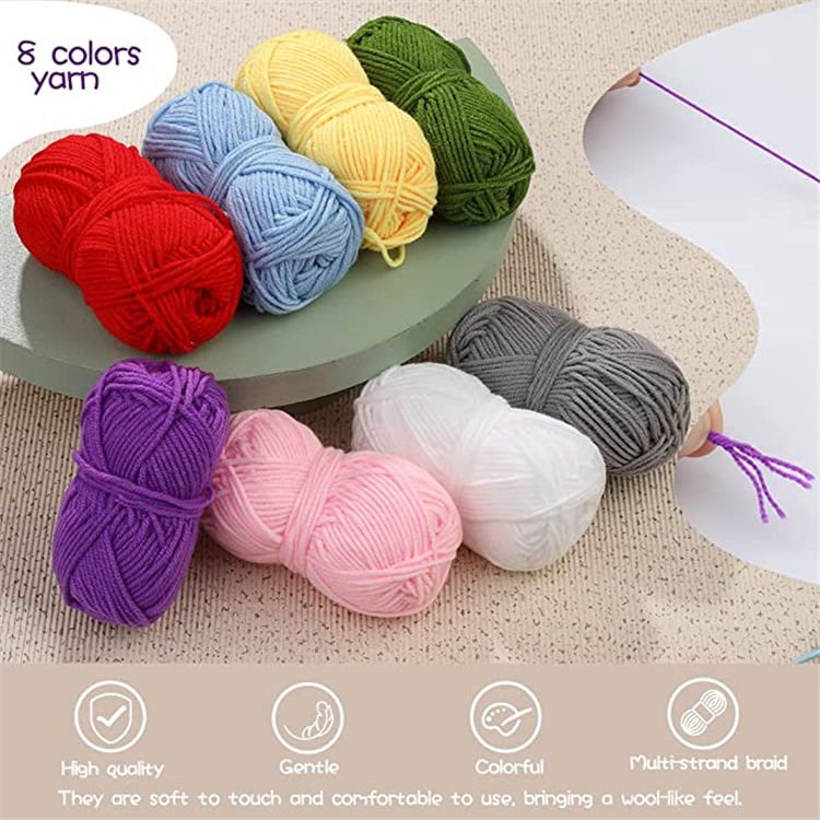 DIY 58-piece Crochet Kit Wool Crochet Set Beginner Knitting Tool Set Portable Travel Crochet Bag Material Package Sewing Notions
