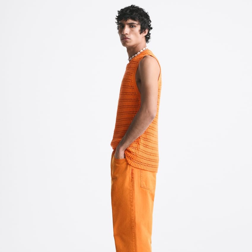 Vintage oversized mesh wholesale sleeveless cotton custom plus size crop ribbed summer knit men crochet tank top