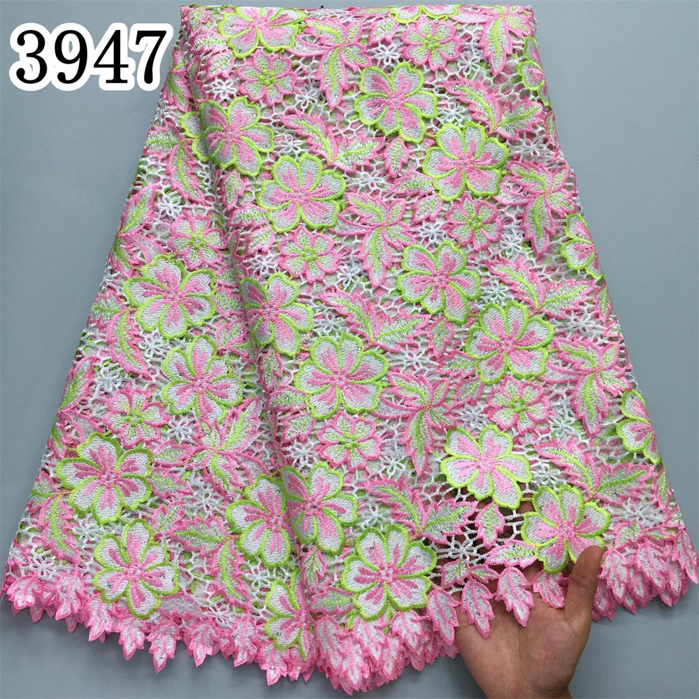 African Lace Fabric 2024 High Quality 5Yards Guipure Cord Lace Nigerian Mesh Water Soluble Lace Material Dresses 3947