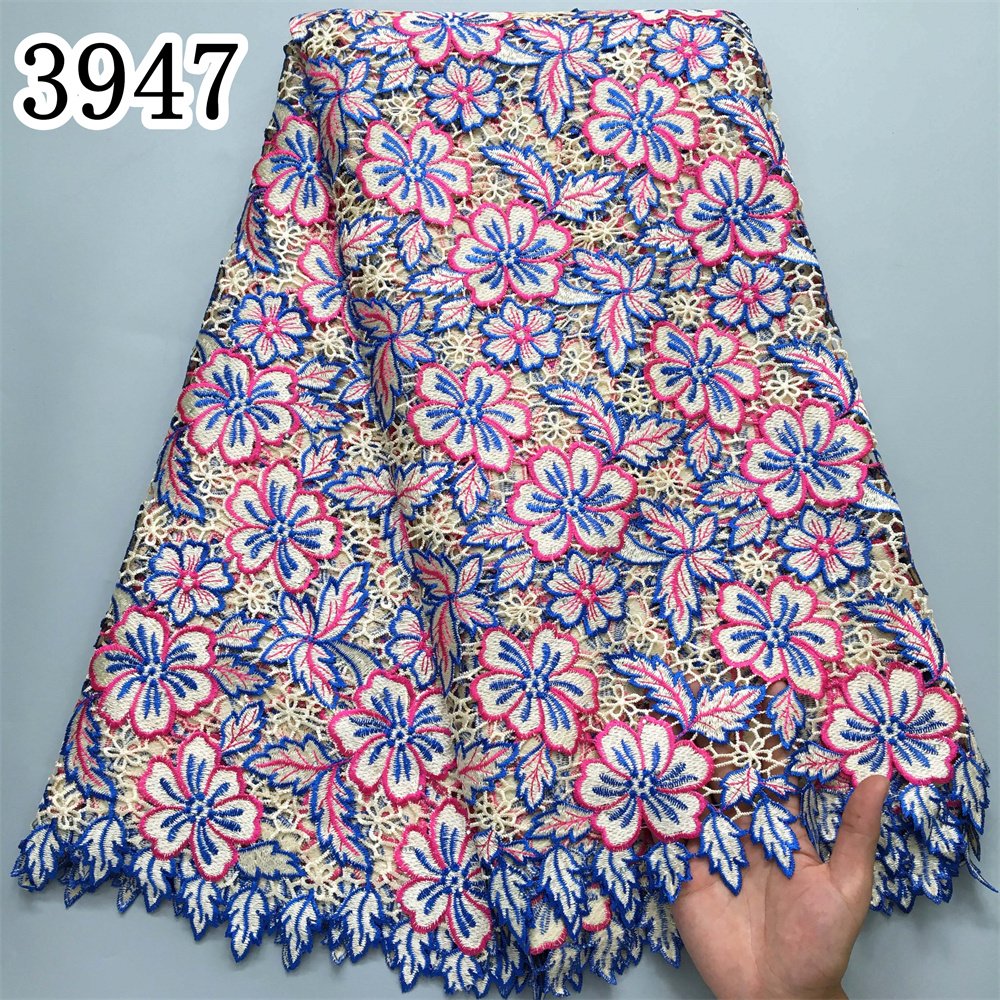 African Lace Fabric 2024 High Quality 5Yards Guipure Cord Lace Nigerian Mesh Water Soluble Lace Material Dresses 3947
