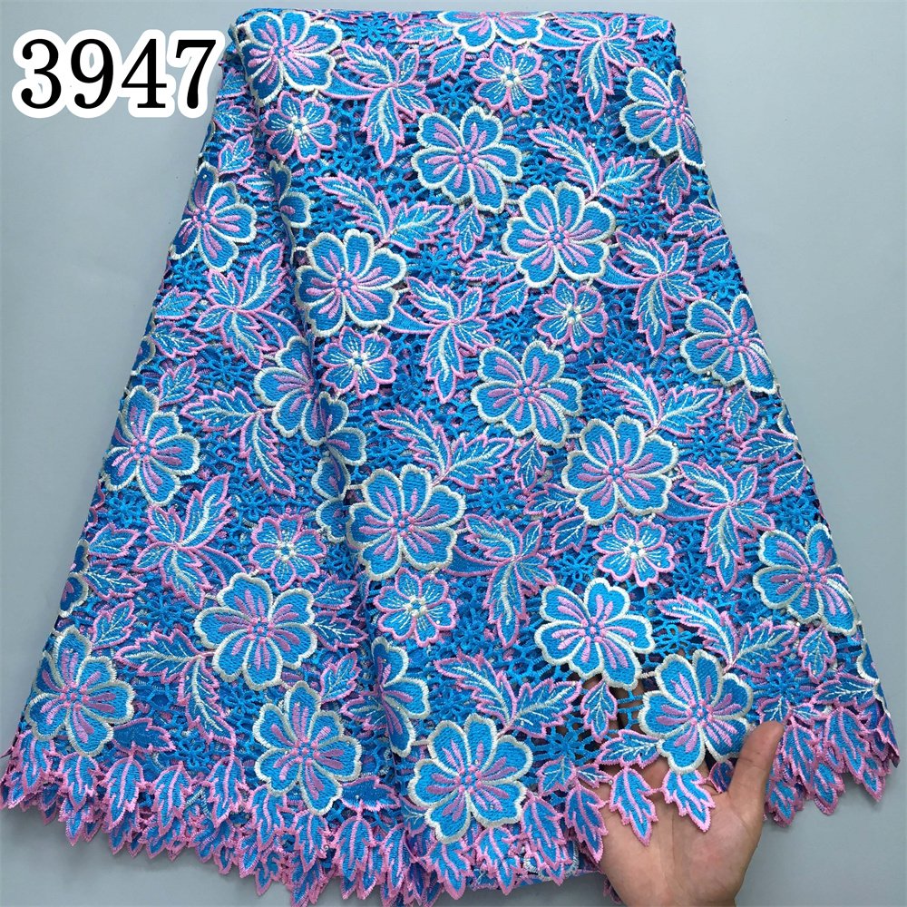 African Lace Fabric 2024 High Quality 5Yards Guipure Cord Lace Nigerian Mesh Water Soluble Lace Material Dresses 3947