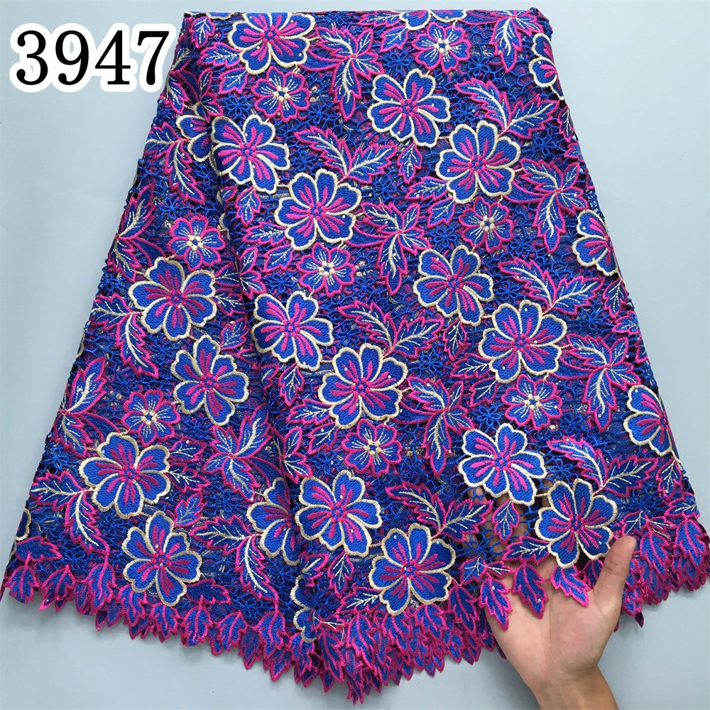 African Lace Fabric 2024 High Quality 5Yards Guipure Cord Lace Nigerian Mesh Water Soluble Lace Material Dresses 3947