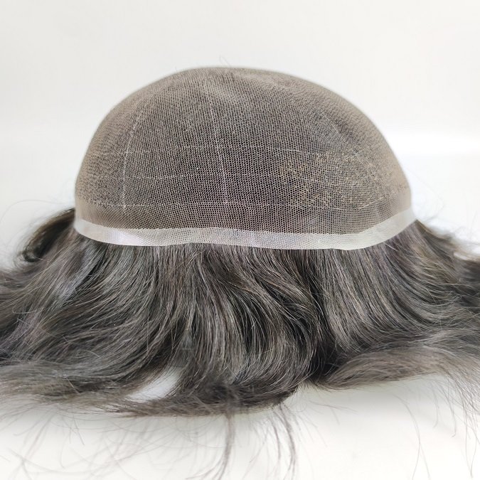 French Lace Human Hair Replacement Men Toupee Wig Human Hair System INDIAN Hair Perfect Straight Free Style 6 Inches Hand Tied