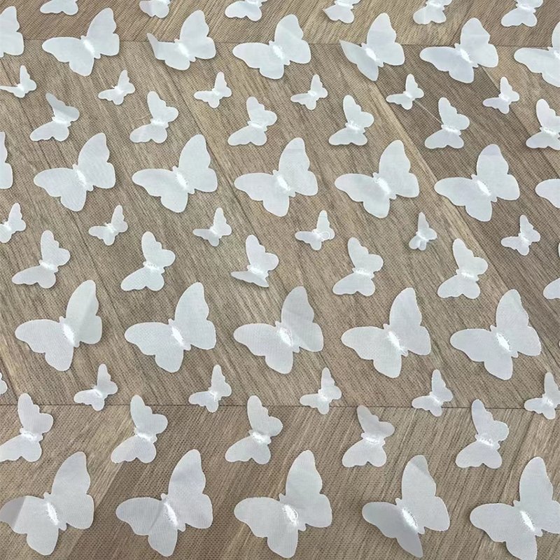 wholesale price Tela de encaje de TUL mariposa 3d embroidery elegant butterfly tulle lace fabric light summer lace fabric