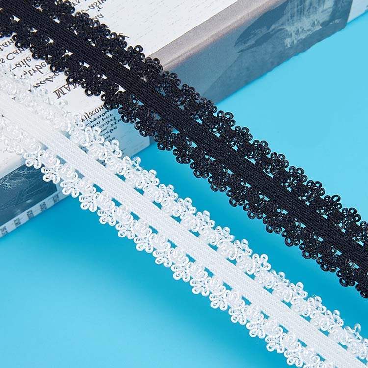 Garment accessories underwear lace picot elastic webbing belt embroidered nylon elastic webbing band for bra underwear