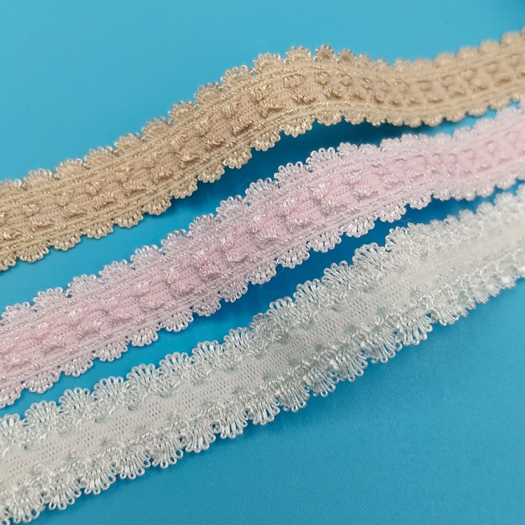 Garment accessories underwear lace picot elastic webbing belt embroidered nylon elastic webbing band for bra underwear