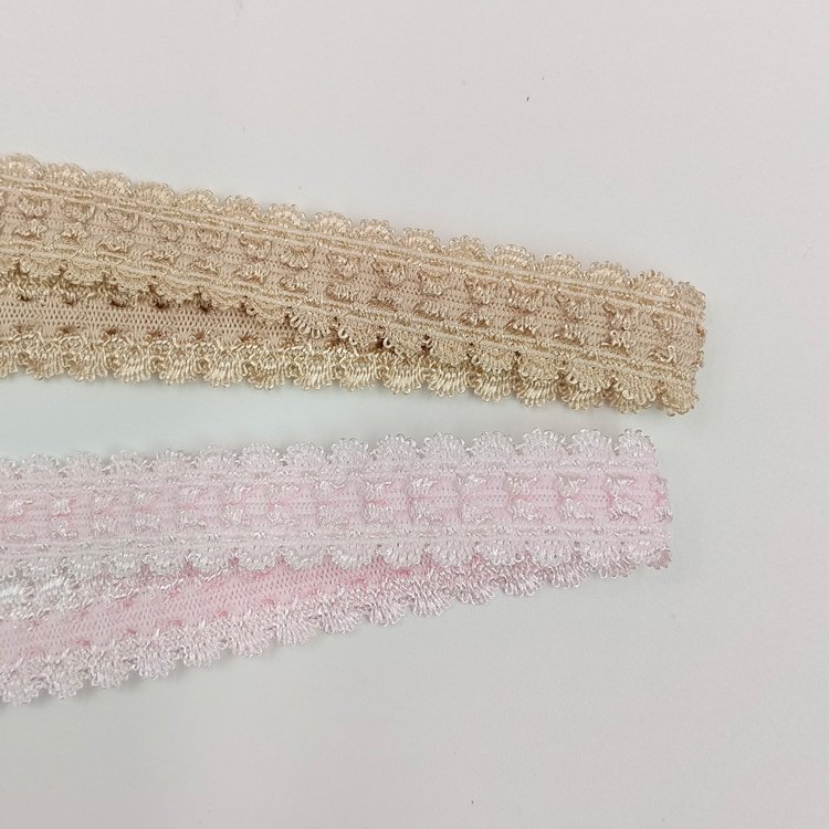 Garment accessories underwear lace picot elastic webbing belt embroidered nylon elastic webbing band for bra underwear