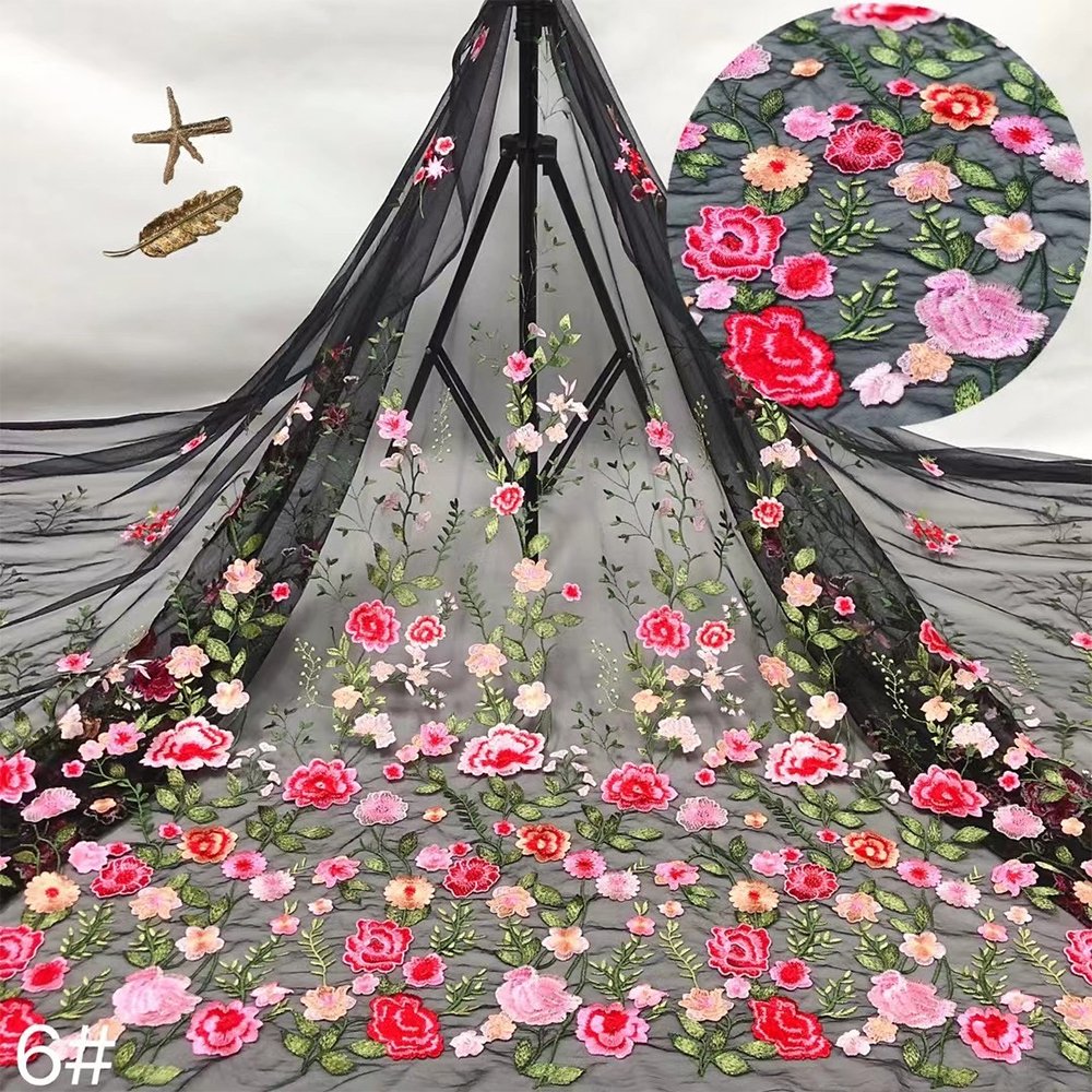 NI.AI Beautiful New Fashion French Tulle Embroidered Net Lace Fabrics Hot Selling 3D Flower Fabrics For Women Dress