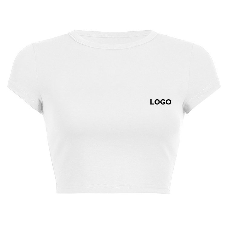 Custom LOGO High Quality 100% Cotton Plus Size Women's Crop Top Blank Plain Sexy Fitted Tank Top Ribbed T-shirts