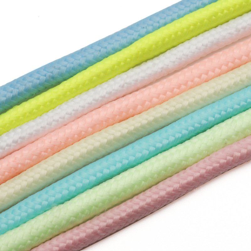 HF fashion good quality round fluorescent design shoe laces 4mm width 1-1.8 m length wholesale shoelaces
