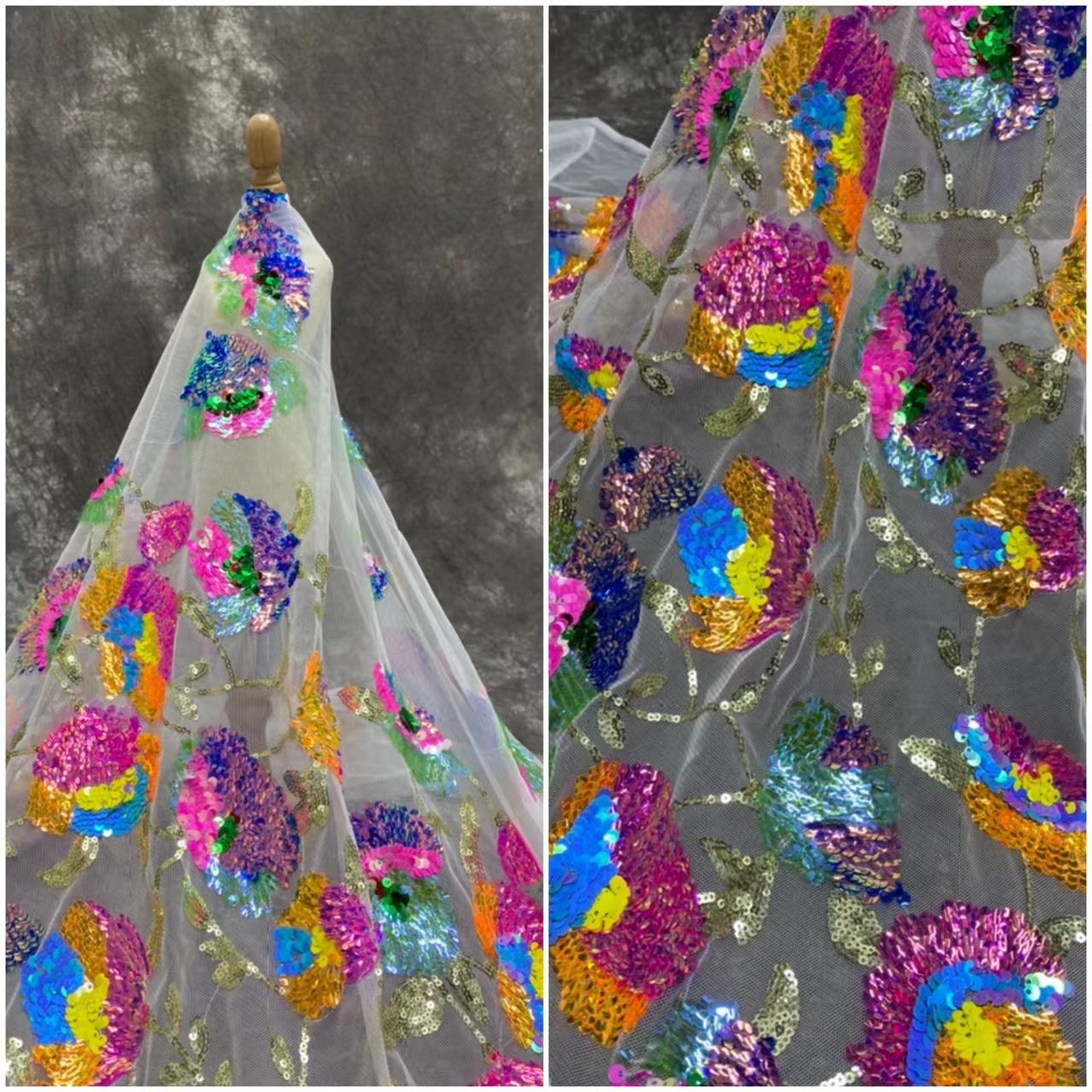 colorful cheap wholesale price sequin fabric embroidery dress fabric laces fabrics for women