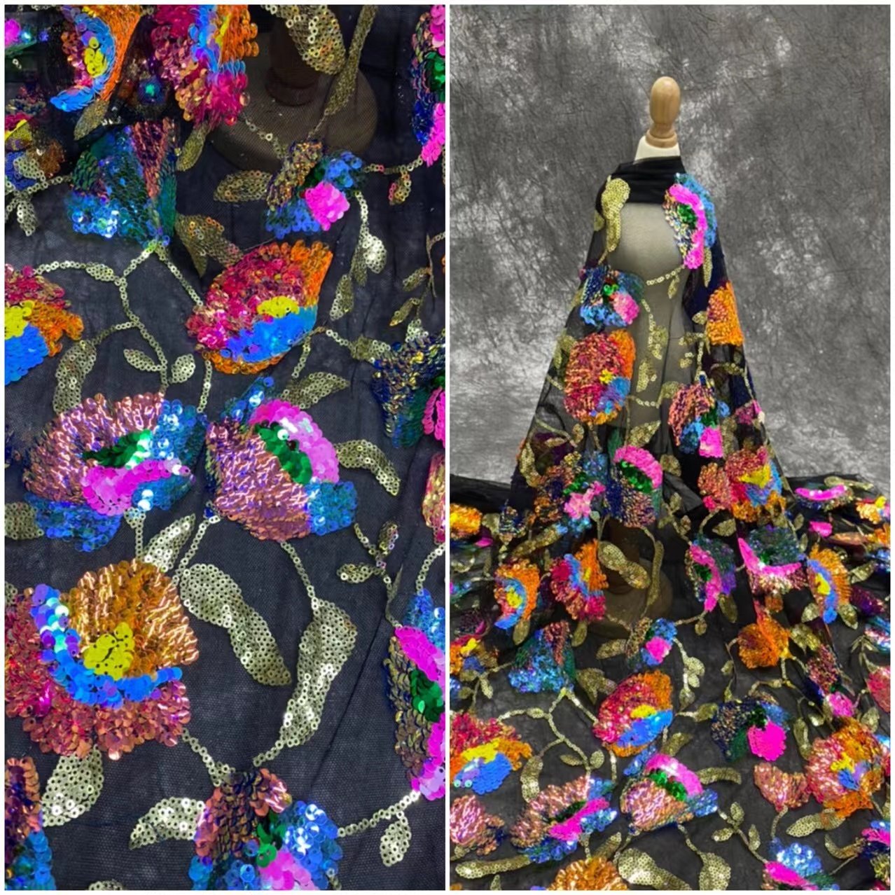 colorful cheap wholesale price sequin fabric embroidery dress fabric laces fabrics for women