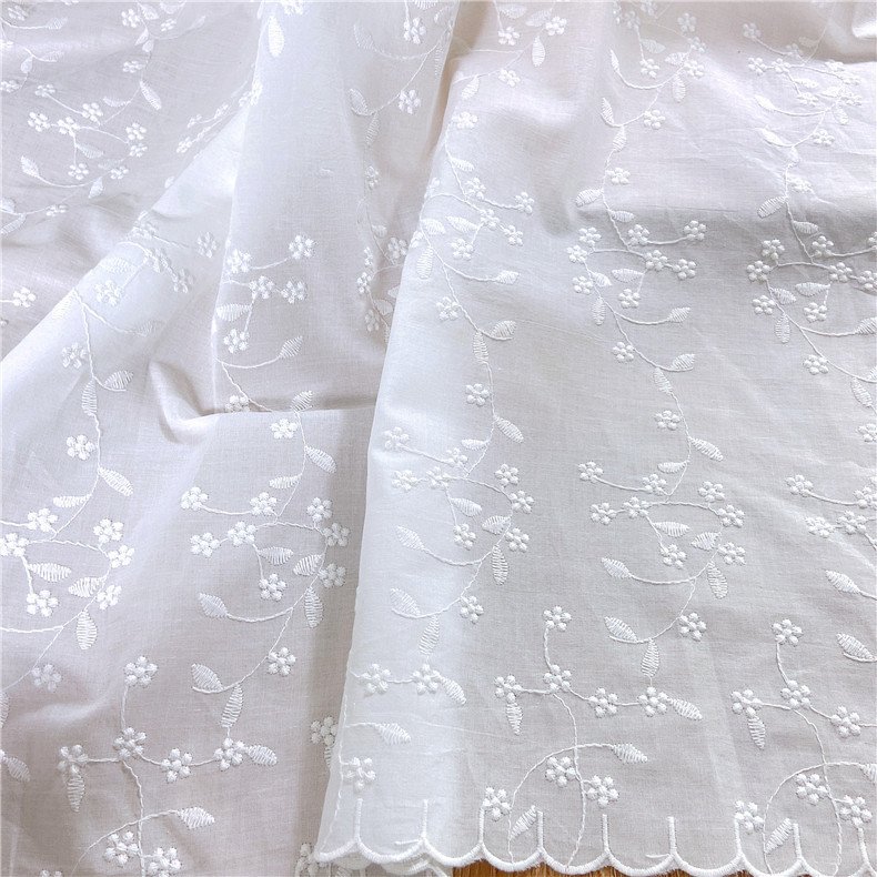Pattern cotton lace fabric for bridal wedding dress soft stretch Flower shape embroidery Lace