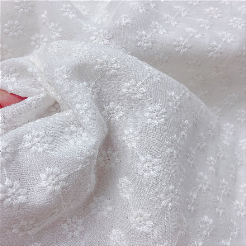 Pattern cotton lace fabric for bridal wedding dress soft stretch Flower shape embroidery Lace