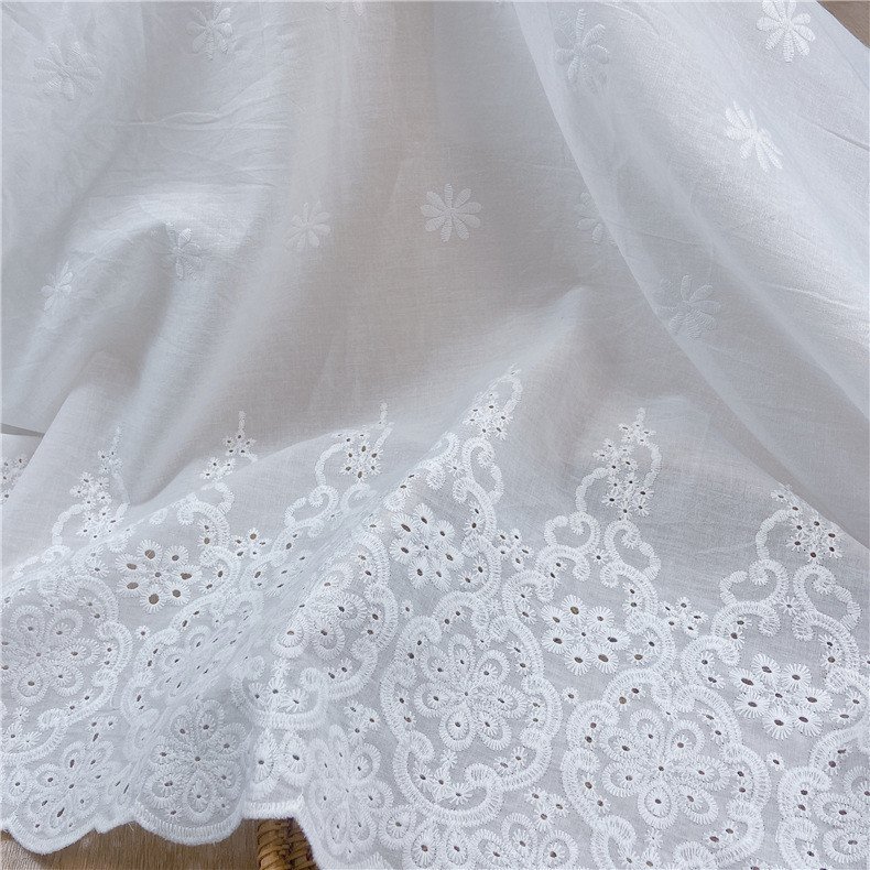 Pattern cotton lace fabric for bridal wedding dress soft stretch Flower shape embroidery Lace