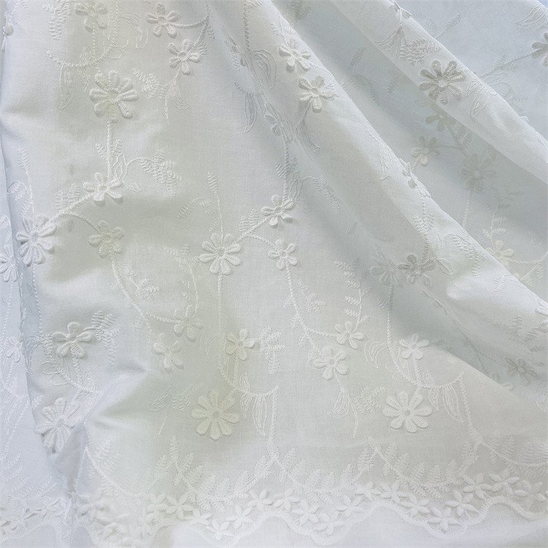 Pattern cotton lace fabric for bridal wedding dress soft stretch Flower shape embroidery Lace