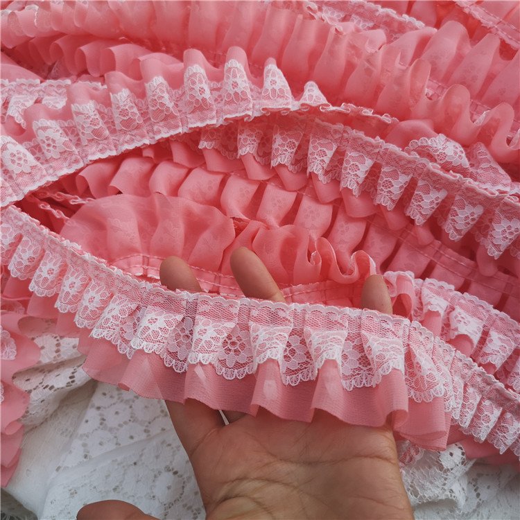 width 5cm different colors Pleated Lace Trim Various Colorful Lotus Leaf Dress Sweater Clothes Garment Lady Accessory Laces Trim