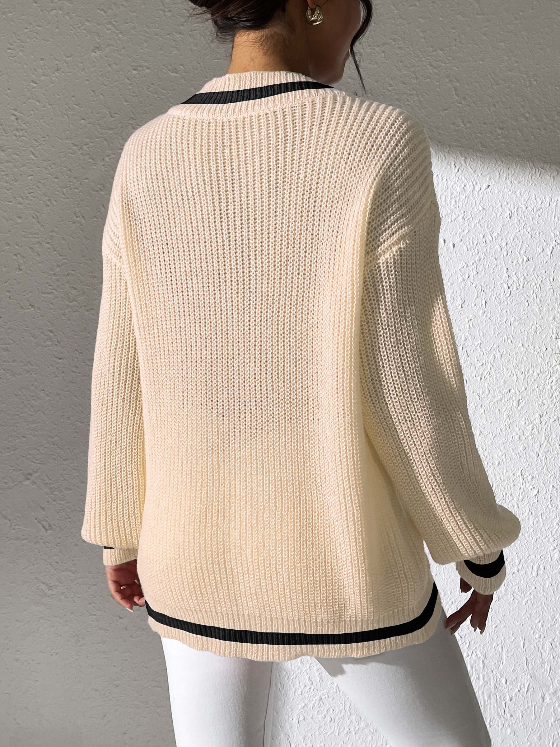 2024 Factory Preppy Style Fall Winter Casual V Neck Women's Pullover sweaters knitted Loose Plus Size Women Sweater Knit Tops