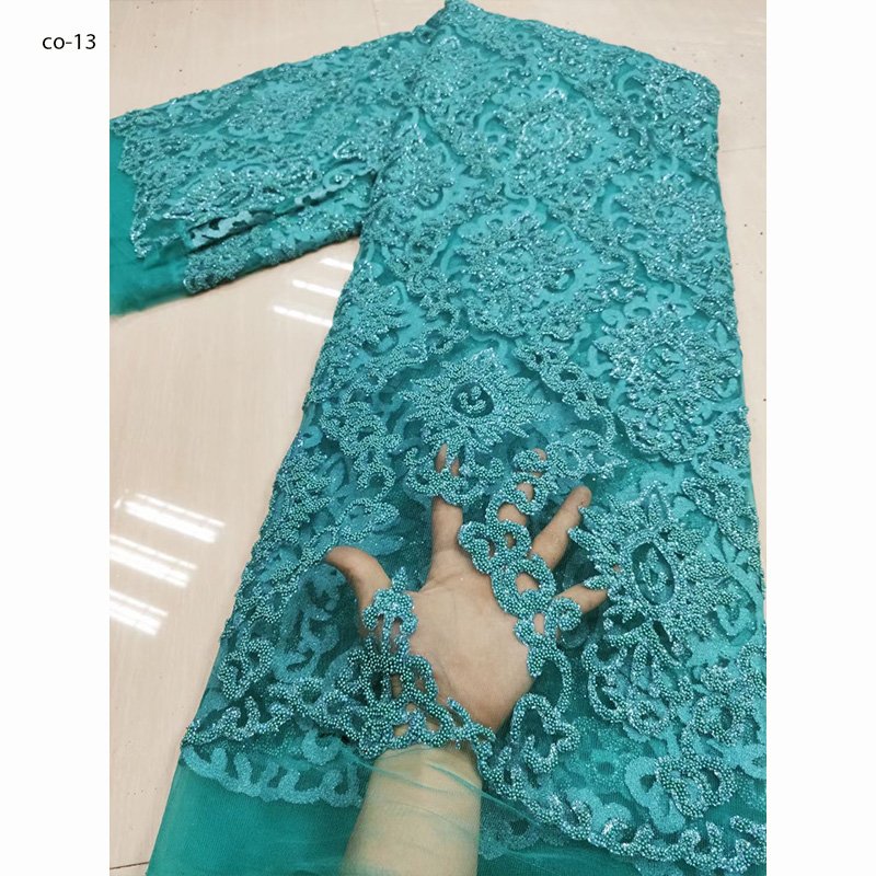 Best Selling Party Wedding Lace African Mesh Lace Bonded Beaded Fabric