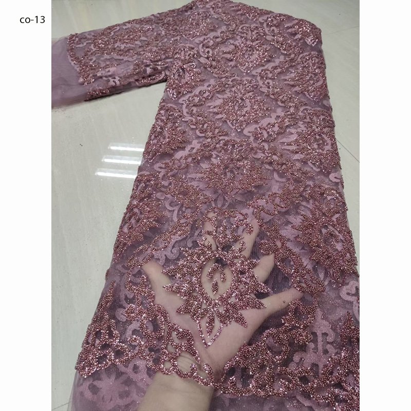 Best Selling Party Wedding Lace African Mesh Lace Bonded Beaded Fabric