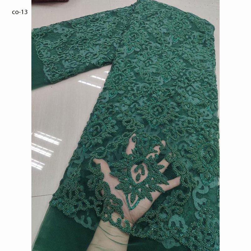 Best Selling Party Wedding Lace African Mesh Lace Bonded Beaded Fabric
