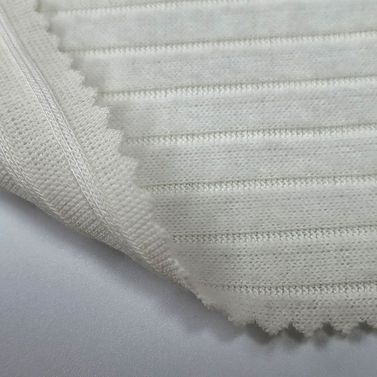 High quality knitted 62%polyester 33%rayon 5%spandex 7*3 white brush rbbed fabric for sweater,women dress