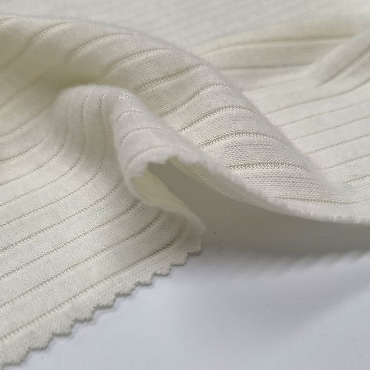 High quality knitted 62%polyester 33%rayon 5%spandex 7*3 white brush rbbed fabric for sweater,women dress