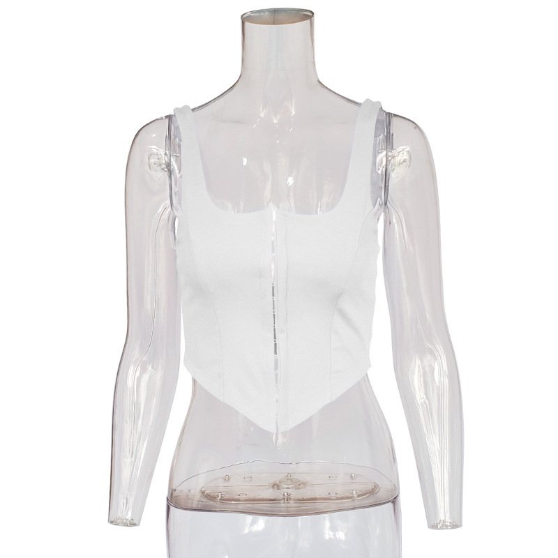 Women Casual Solid Tank Tops Basic White Crop Top Workout Fashion Fitness Vests Outfits