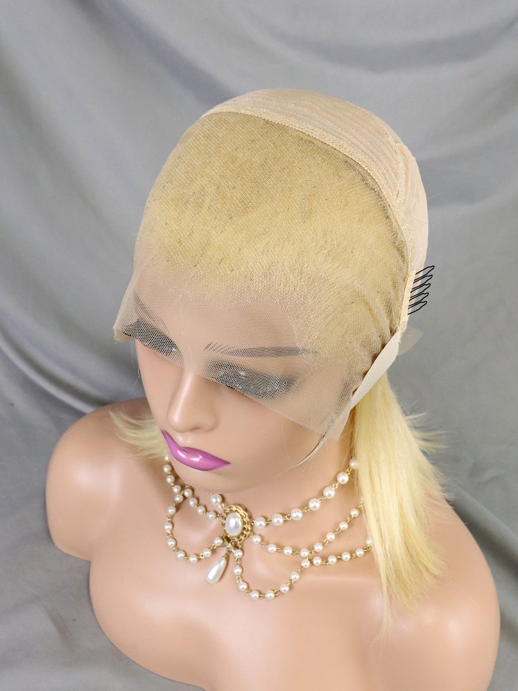 13x4 Lace Bone Straight Front Wig Black Women Brazilian Remy Hair Transparent Frontal Blonde Bob Wig Human Hair Perruque Cheveux