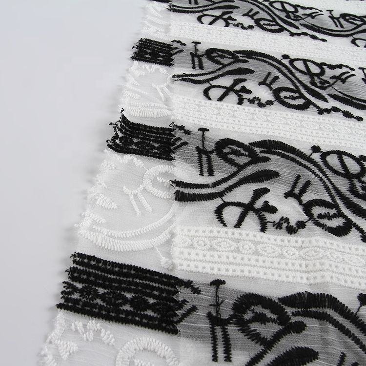 HA-16224 Textiles black and white different types chiffon embroidery fabric yoryu